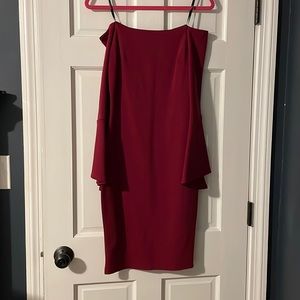 Burgundy pencil dress with bell sleeves